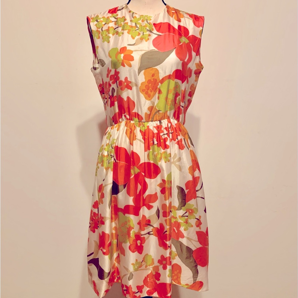 SOLD Vintage Handmade Sleeveless Lightweight Silky Floral Dress